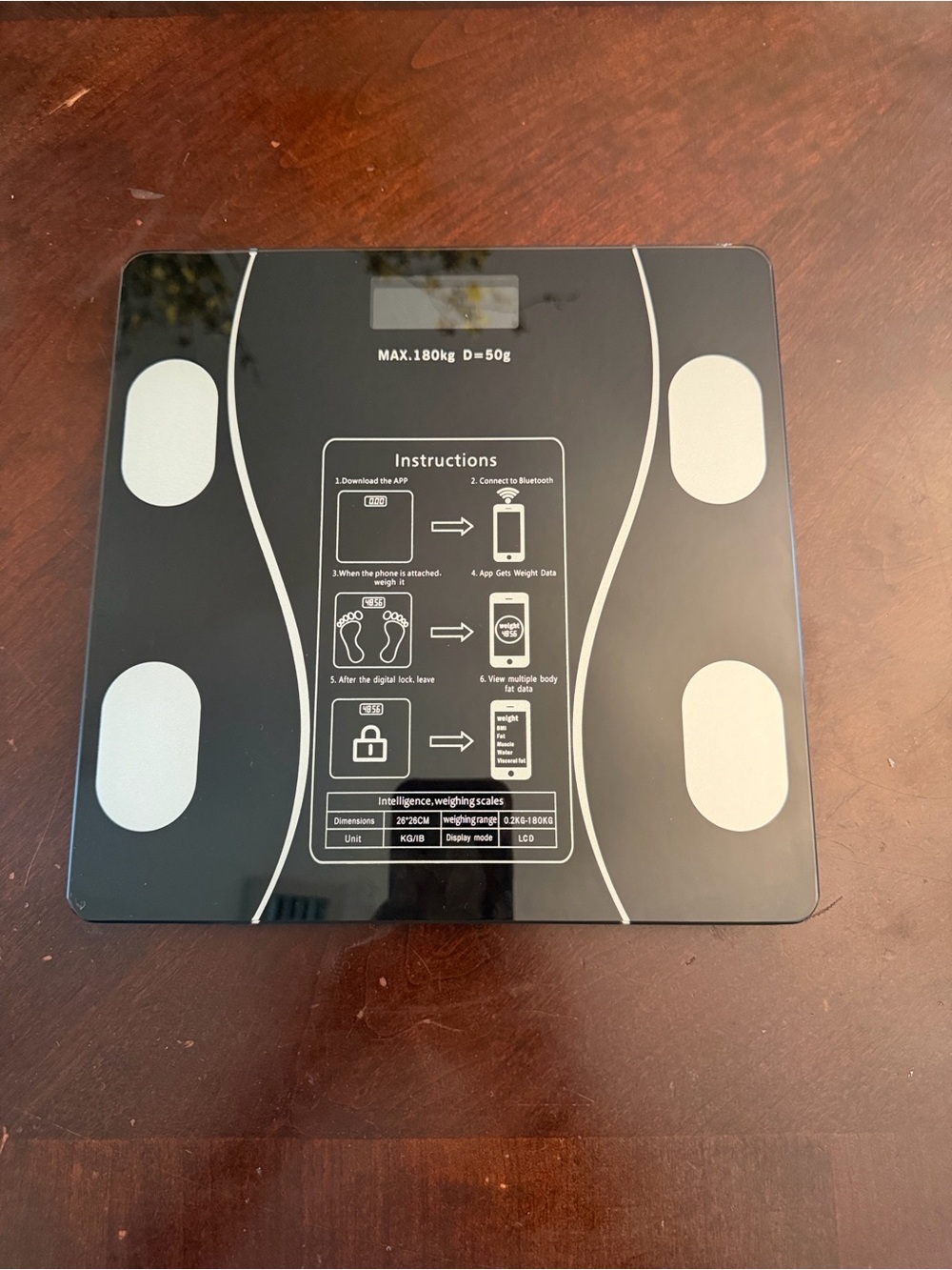 Black Scale Black Glass Digital Body Scale with Silver Sensors